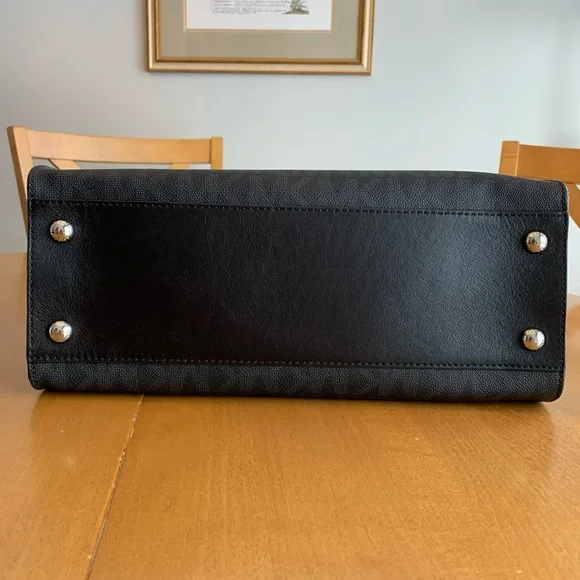 COPY - Michael Kors Large Hamilton MK Logo Tote Bag Purse Black 🖤🖤🖤 Silver Hard… - Picture 14 of 16